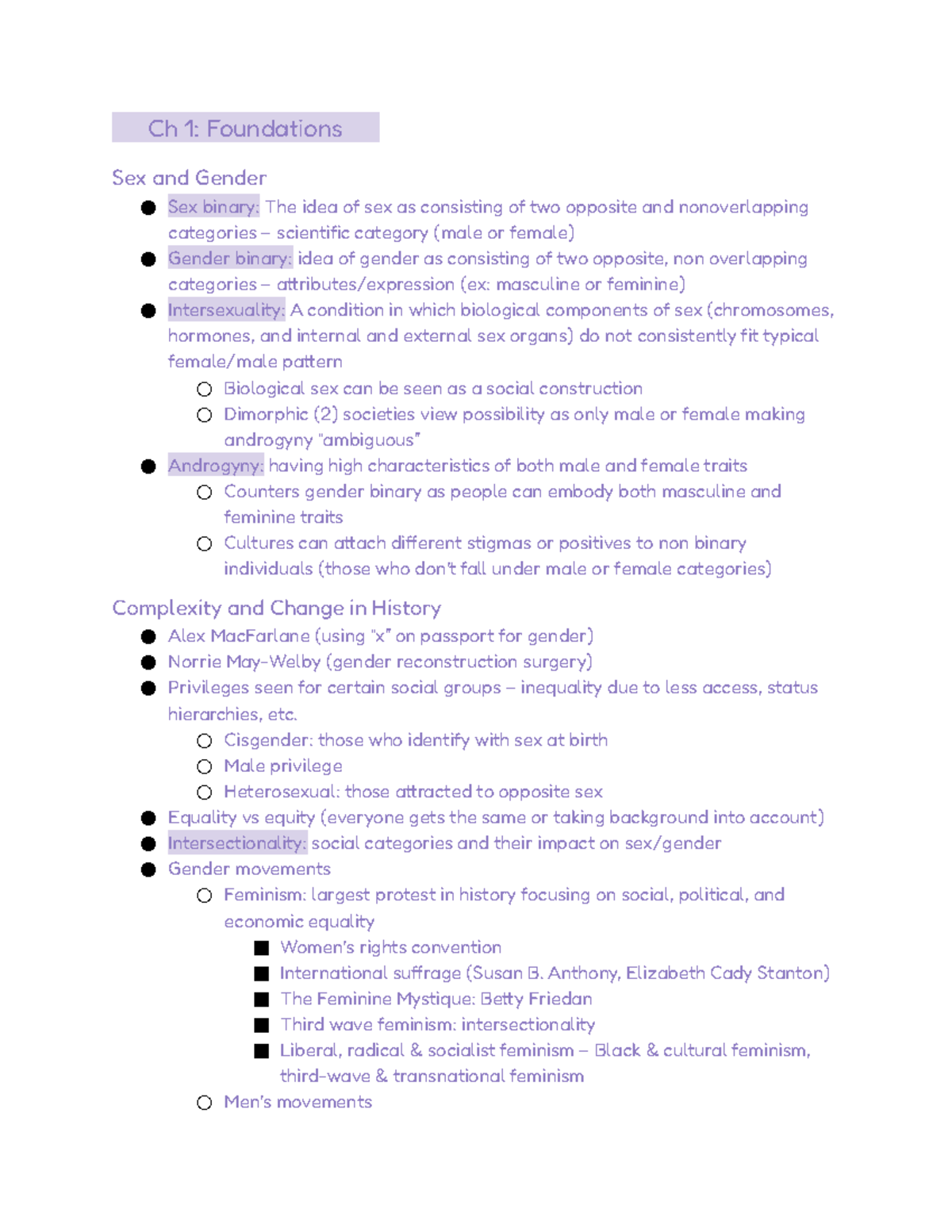 Psychology Of Gender Chapter 1 - ...... 1: Foundations....... Sex And ...