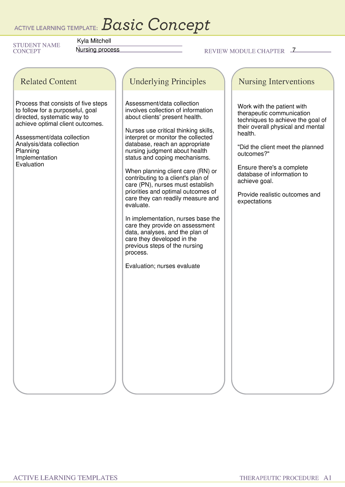 Nursing process - remediation - STUDENT NAME CONCEPT REVIEW MODULE ...