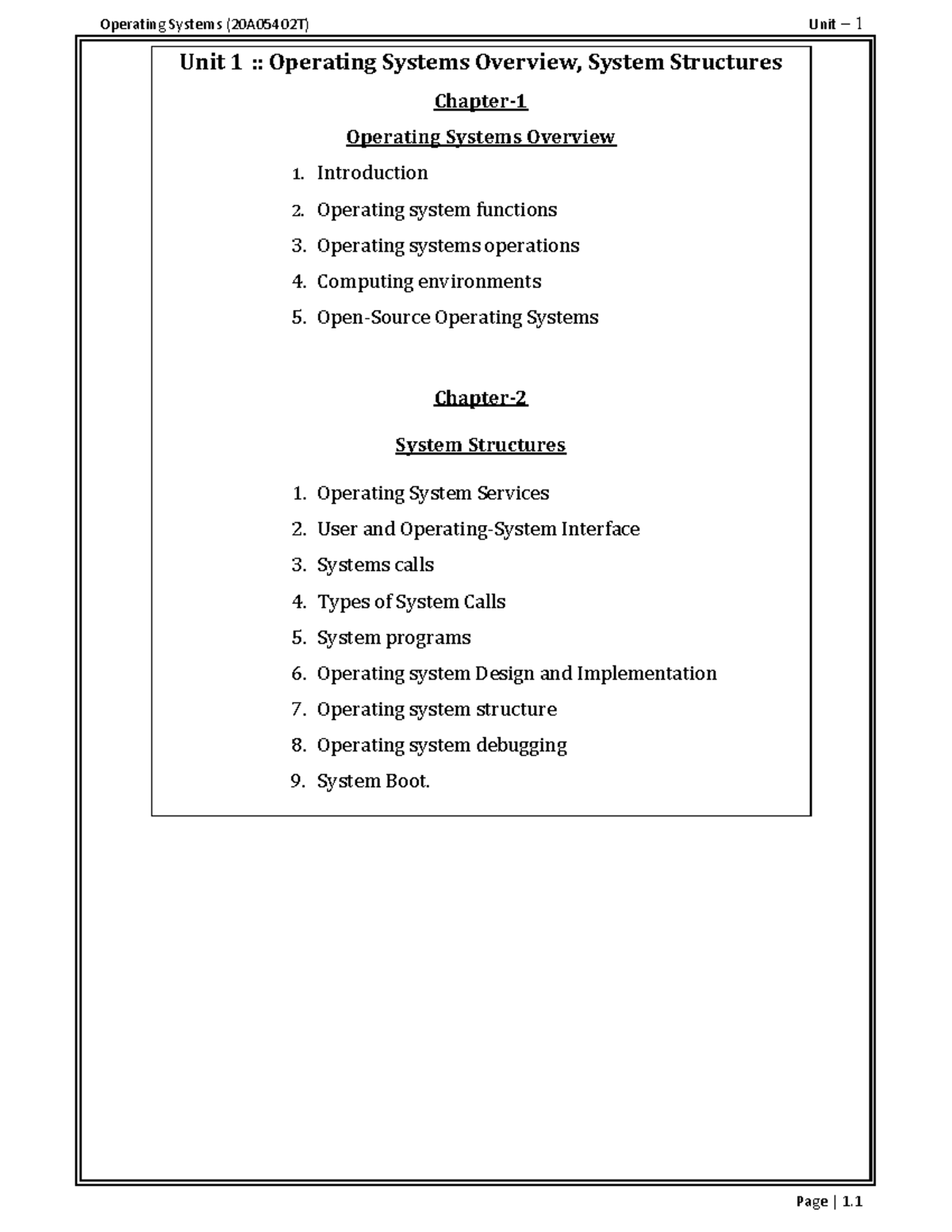OS Unit-1 Material-1 - OS Material - Operating Systems (20A05402T) Unit ...