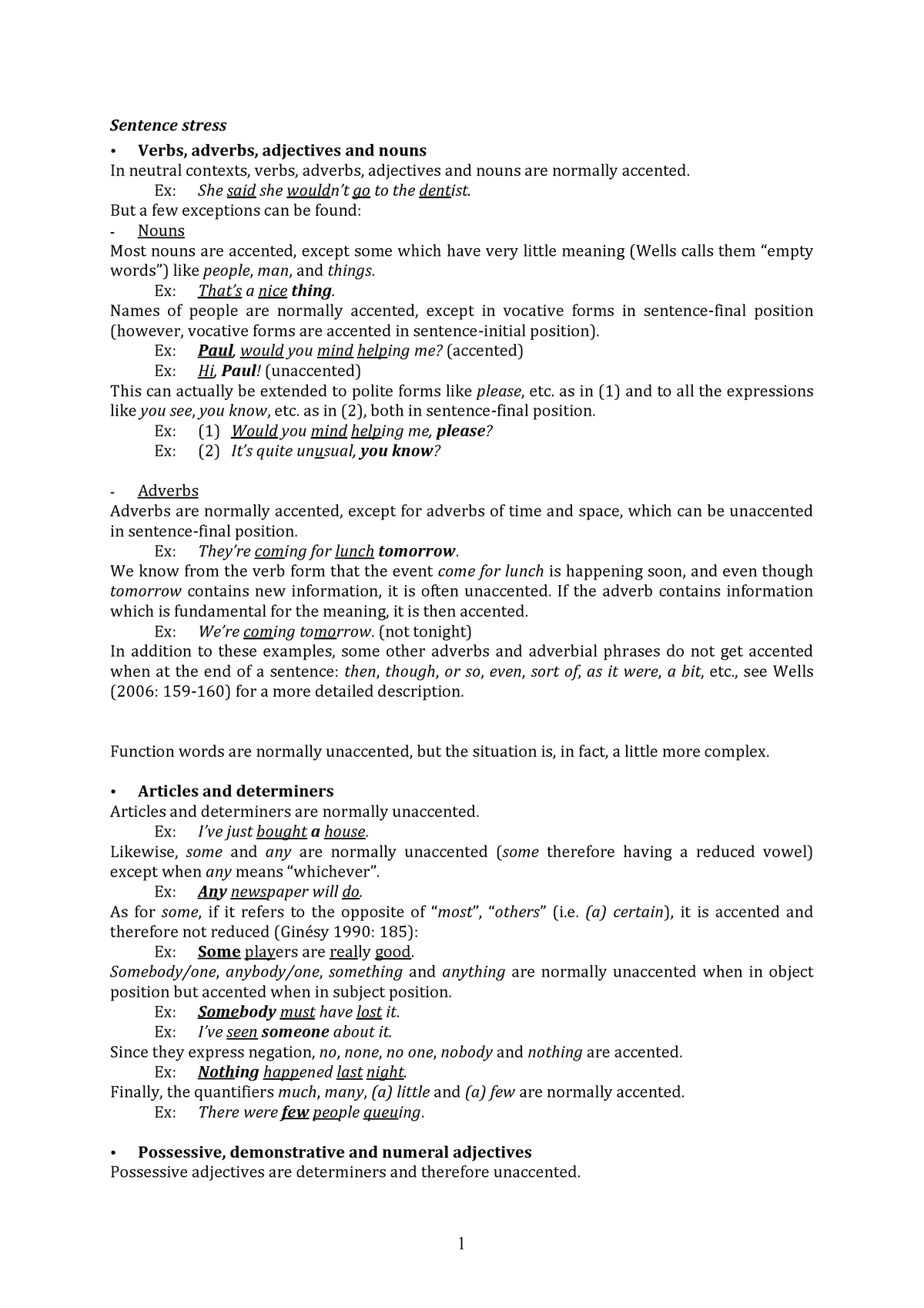 Sentence Stress 1 Sentence Stress Verbs Adverbs Adjectives And 