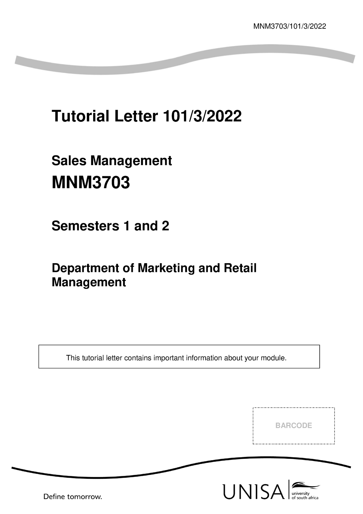 Tutorial Letter - 101 2022 3 B - MNM3703/101/3/ Tutorial Letter 101/3 ...