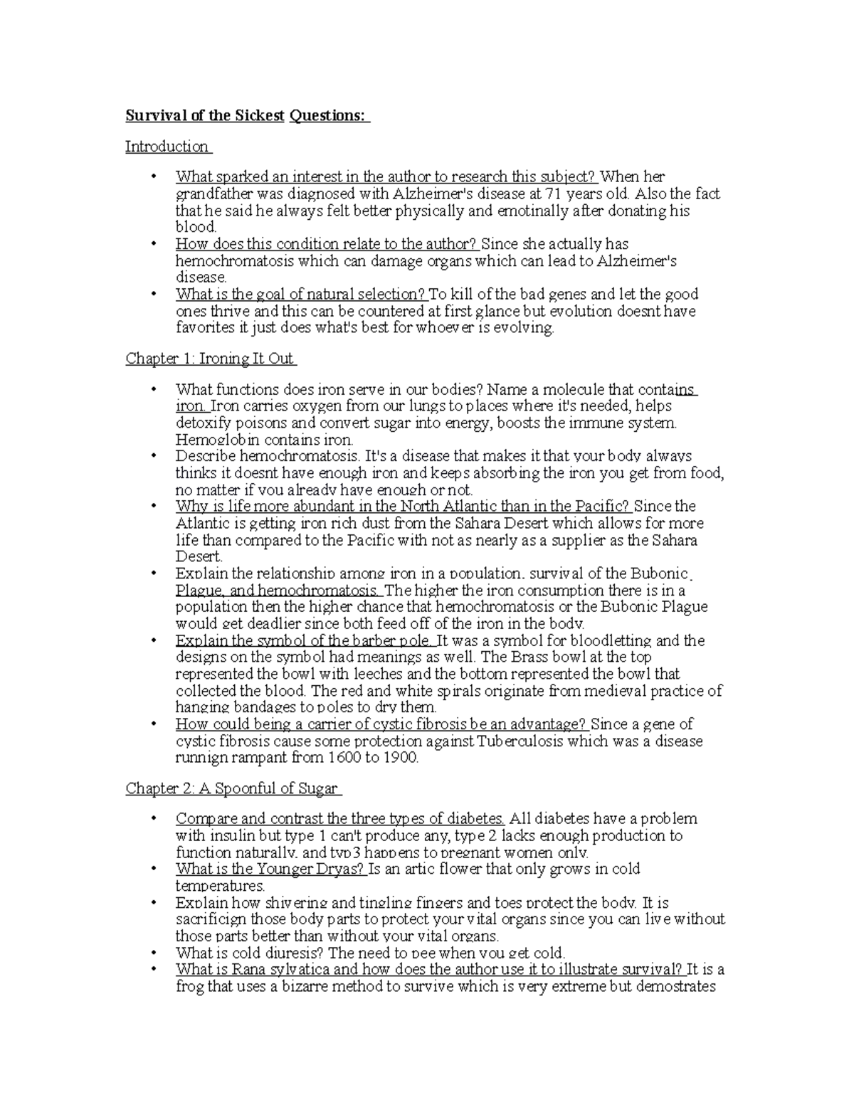 Survival Of The Sickest Discussion Questions Copy Survival Of The Sickest Questions 4729