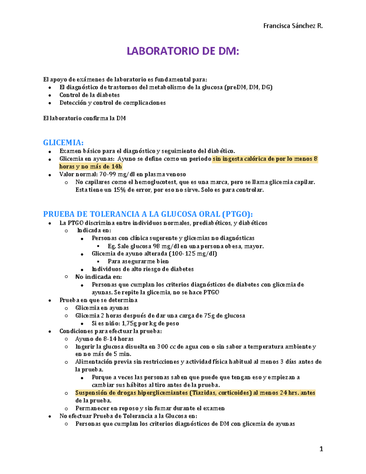 examenes complementarios en prueba de diabetes