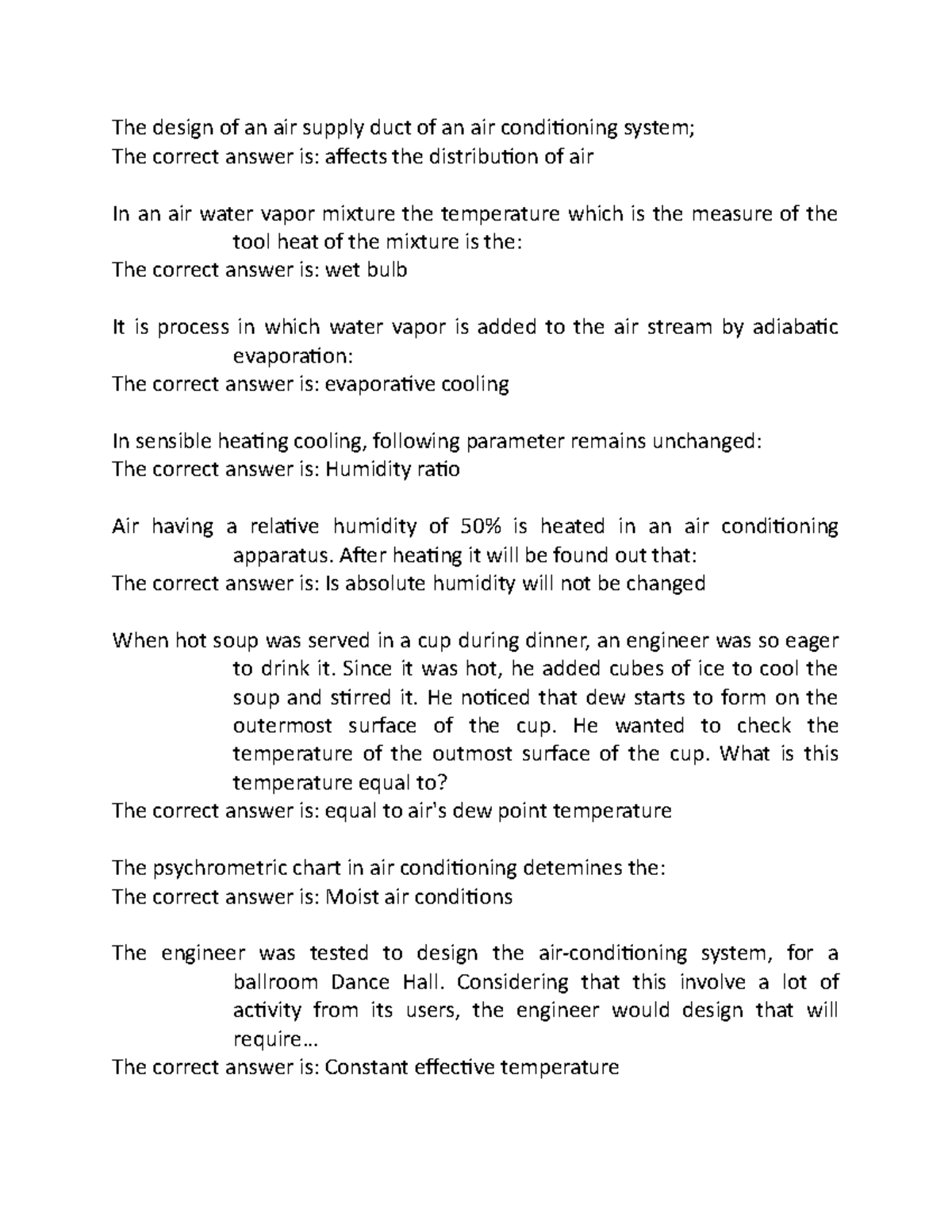 Mechanical Engineering Questions The design of an air supply duct of