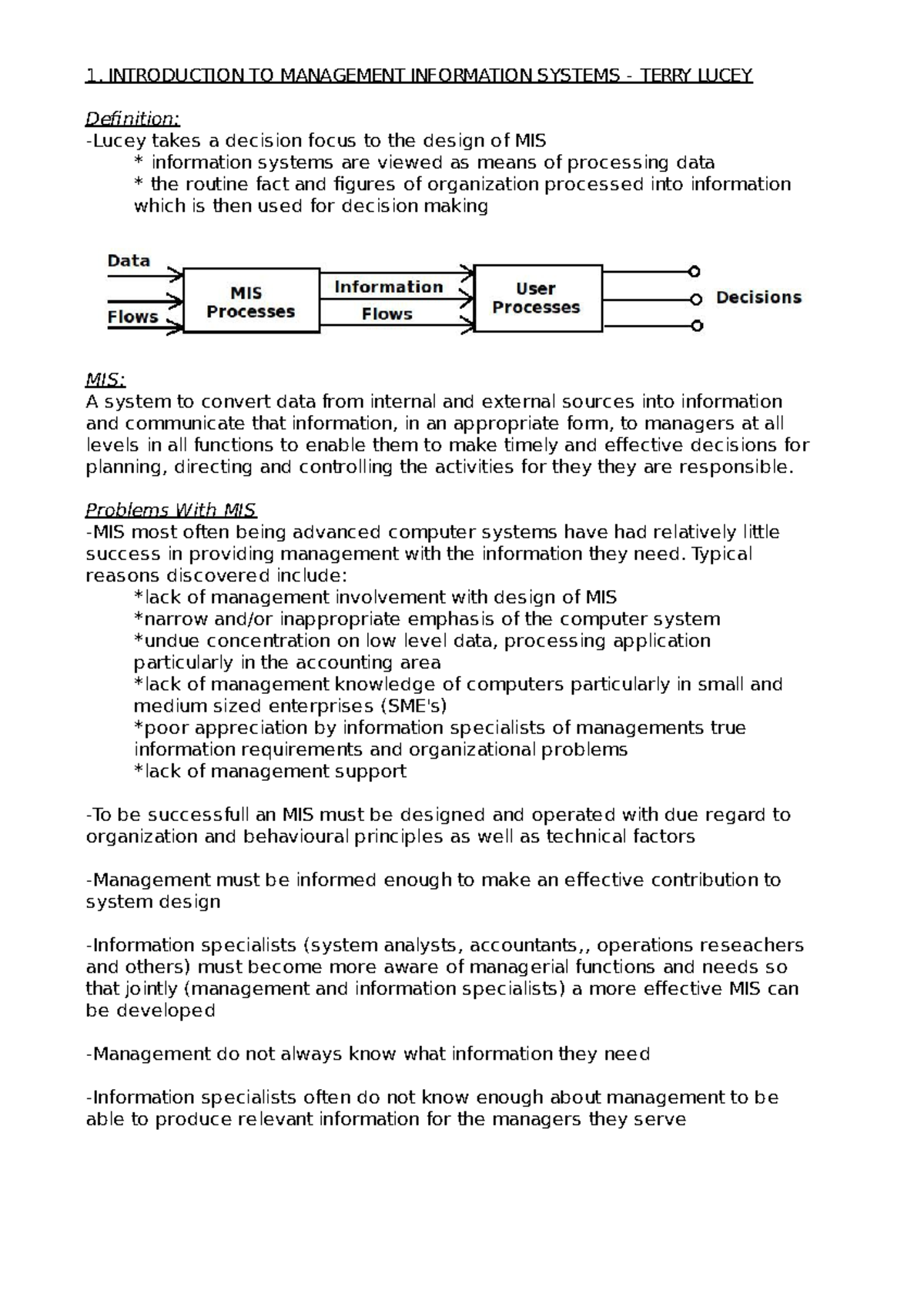 management information system assignment introduction