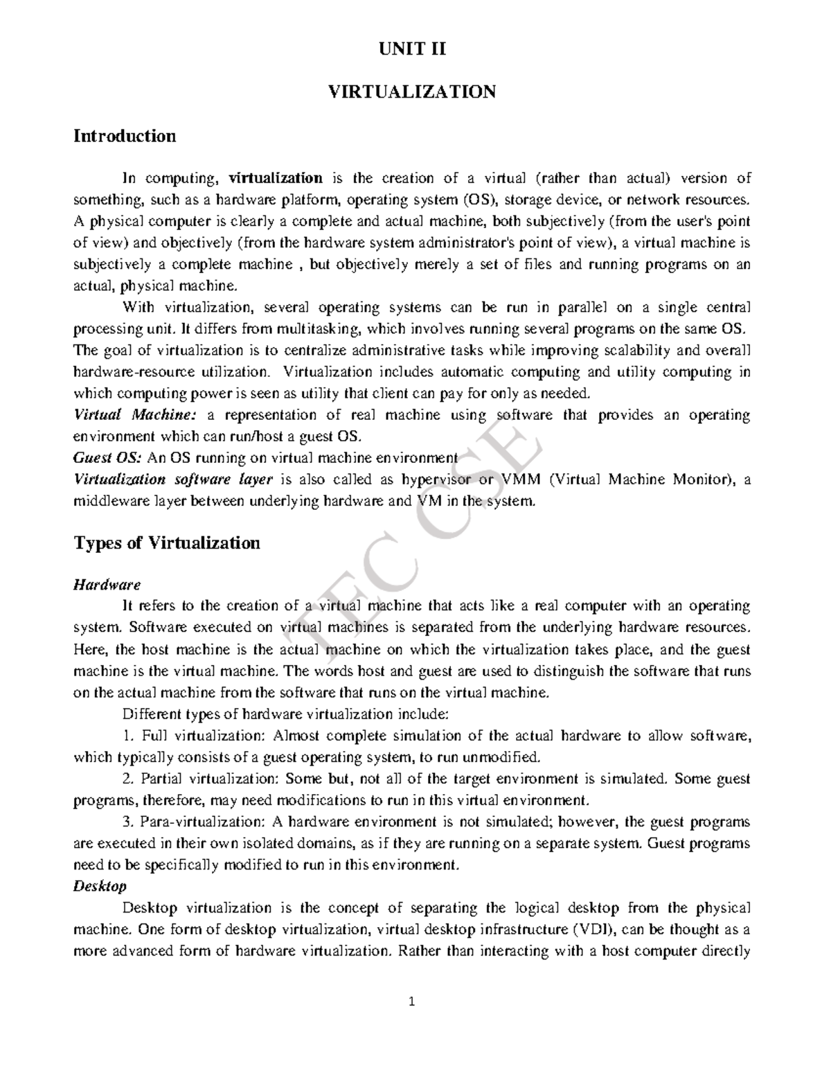 Unit2 cloud computing watermark - UNIT II VIRTUALIZATION Introduction ...