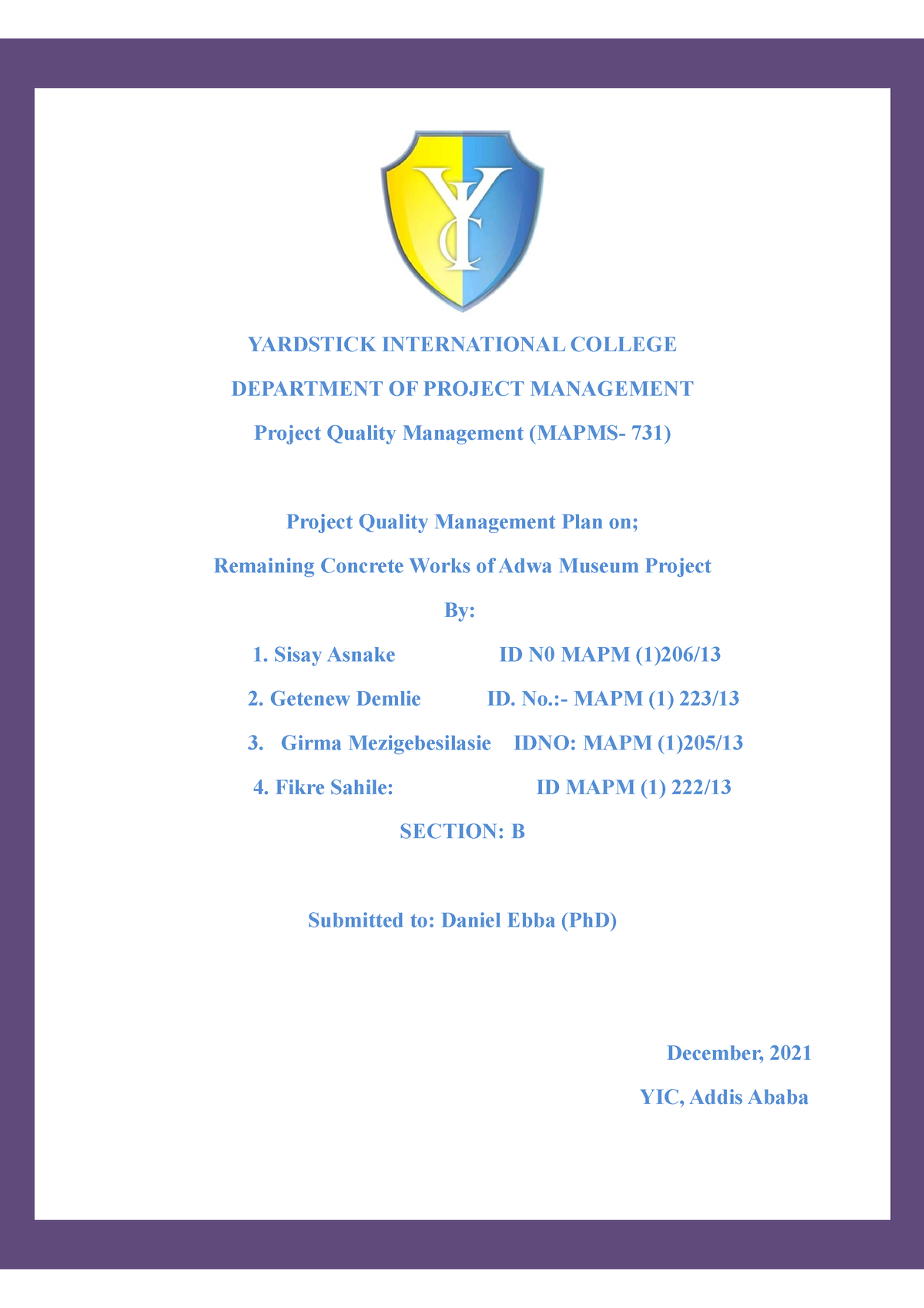 thesis in quality management