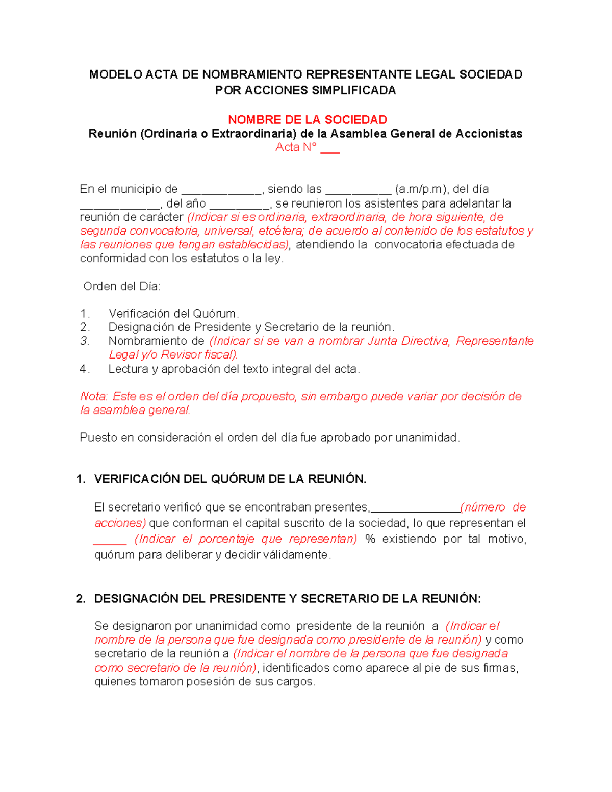 3modelo De Acta Para Nombramientos De Organos De Administracion Rpm