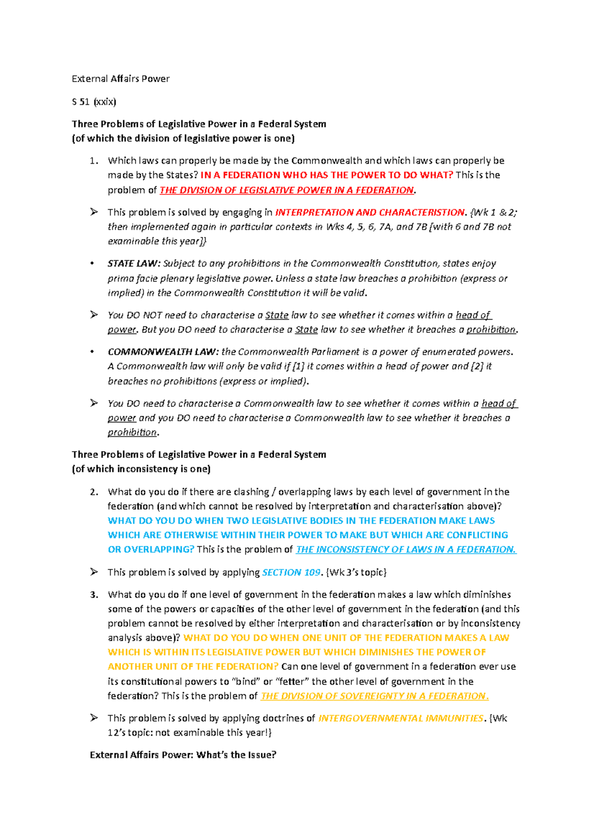 External Affairs Power, defence power External Affairs Power S 51