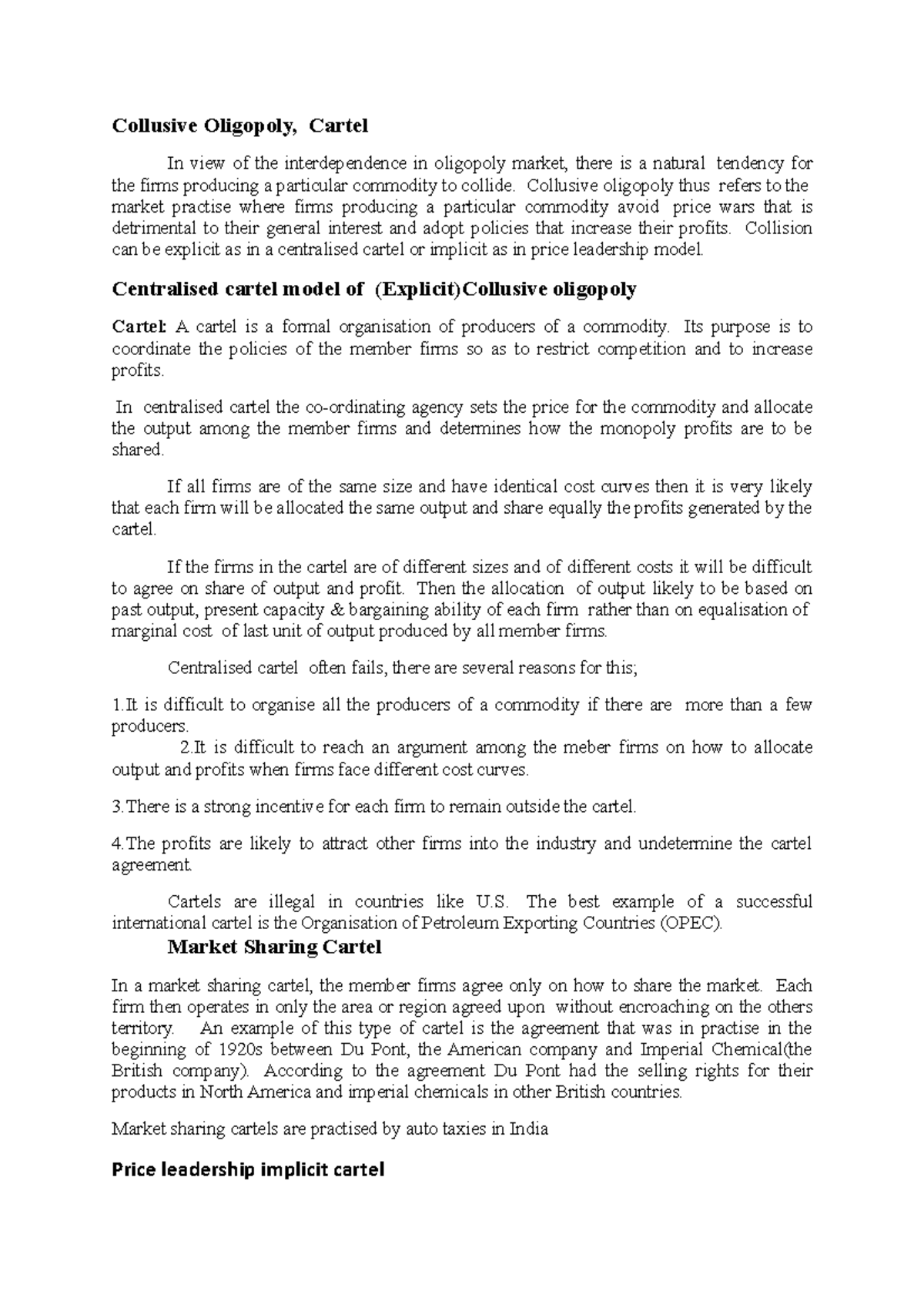 Collusive Oligopoly - Collusive oligopoly thus refers to the market ...
