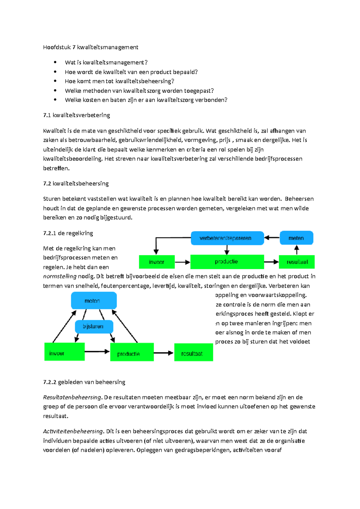 Hoofdstuk 7 Kwaliteitsmanagement - Hoofdstuk 7 Kwaliteitsmanagement Wat ...