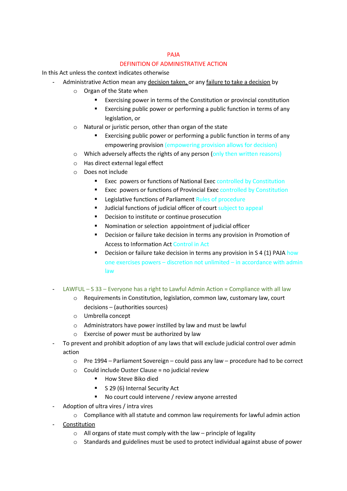 5 define administrative action in terms of paja