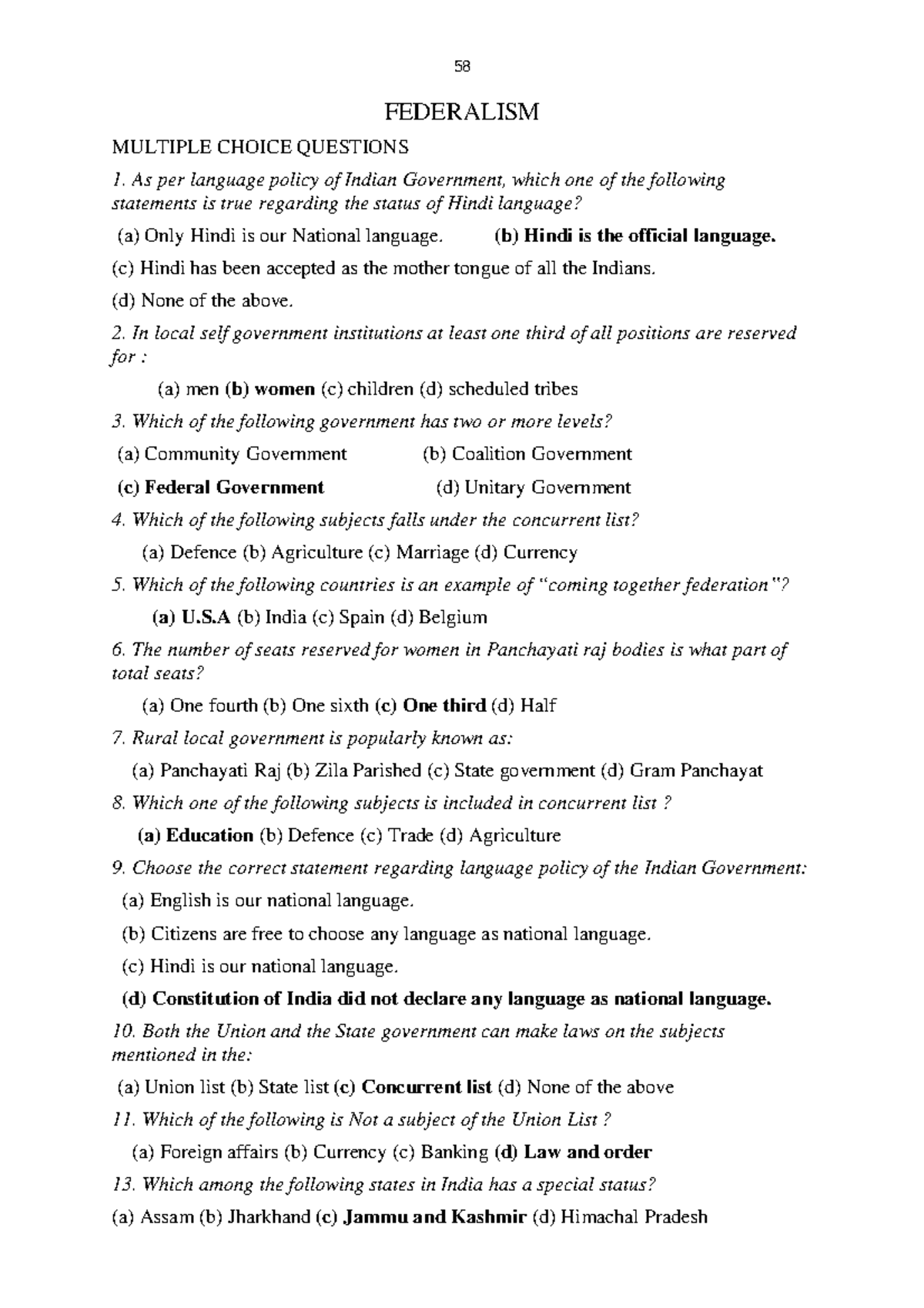 Federalism-1 1563983384181477377 SD PDF - FEDERALISM MULTIPLE CHOICE ...