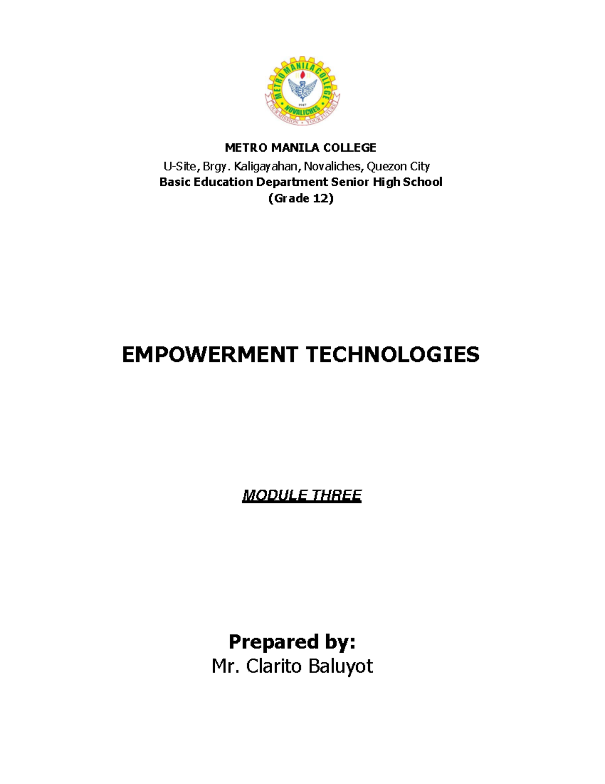 4o9lv8l1b Module-3-Empowerment-Technologies - METRO MANILA COLLEGE U ...