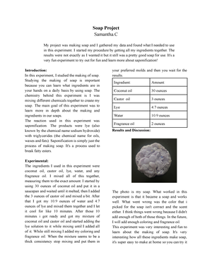 The Chemistry of Soap Making