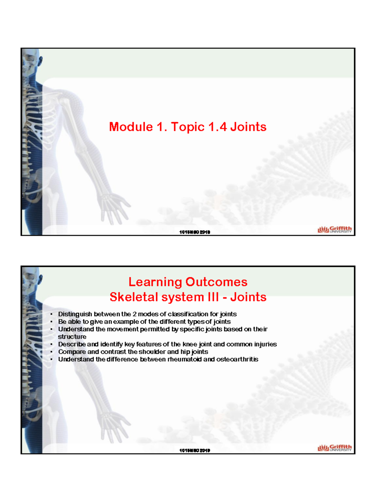 1.4 - Joints Anatomy & Physiology 1 - Module 1. Topic 1 Joints 1016MSC ...