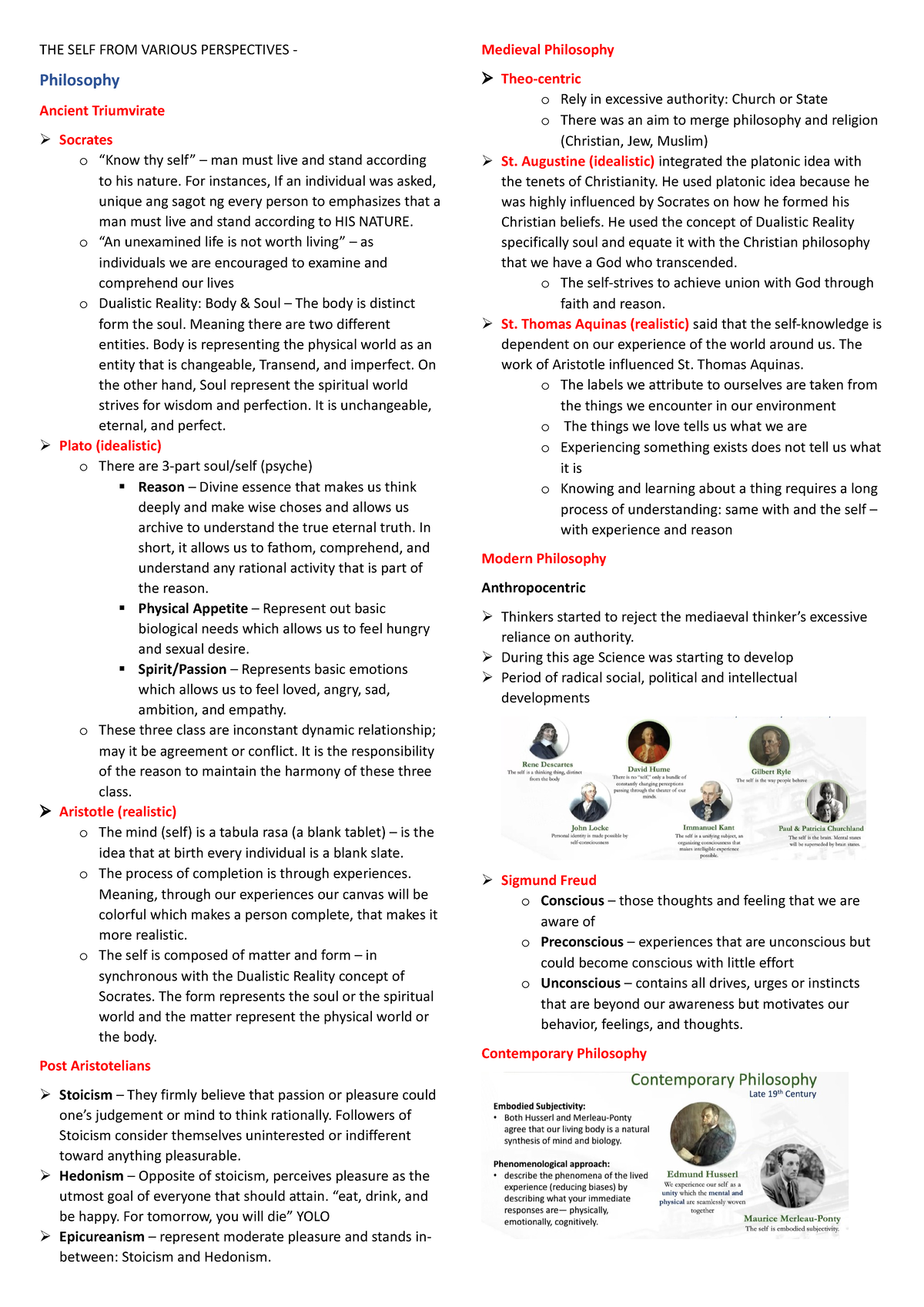 UTS notes Unit 1-2 - THE SELF FROM VARIOUS PERSPECTIVES - Philosophy ...