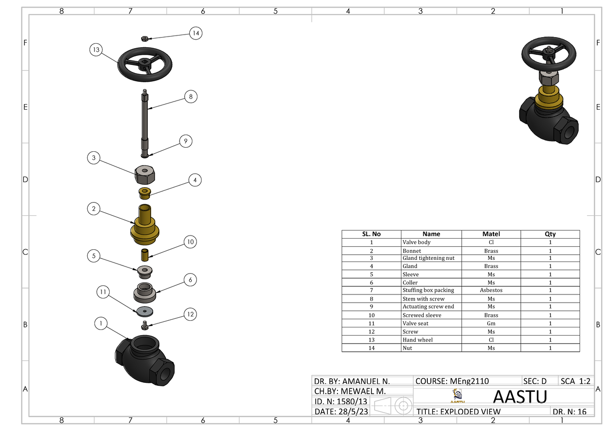 Assembly exploded - SL. No Name Matel Qty A A B B C C D D E E DR. BY ...