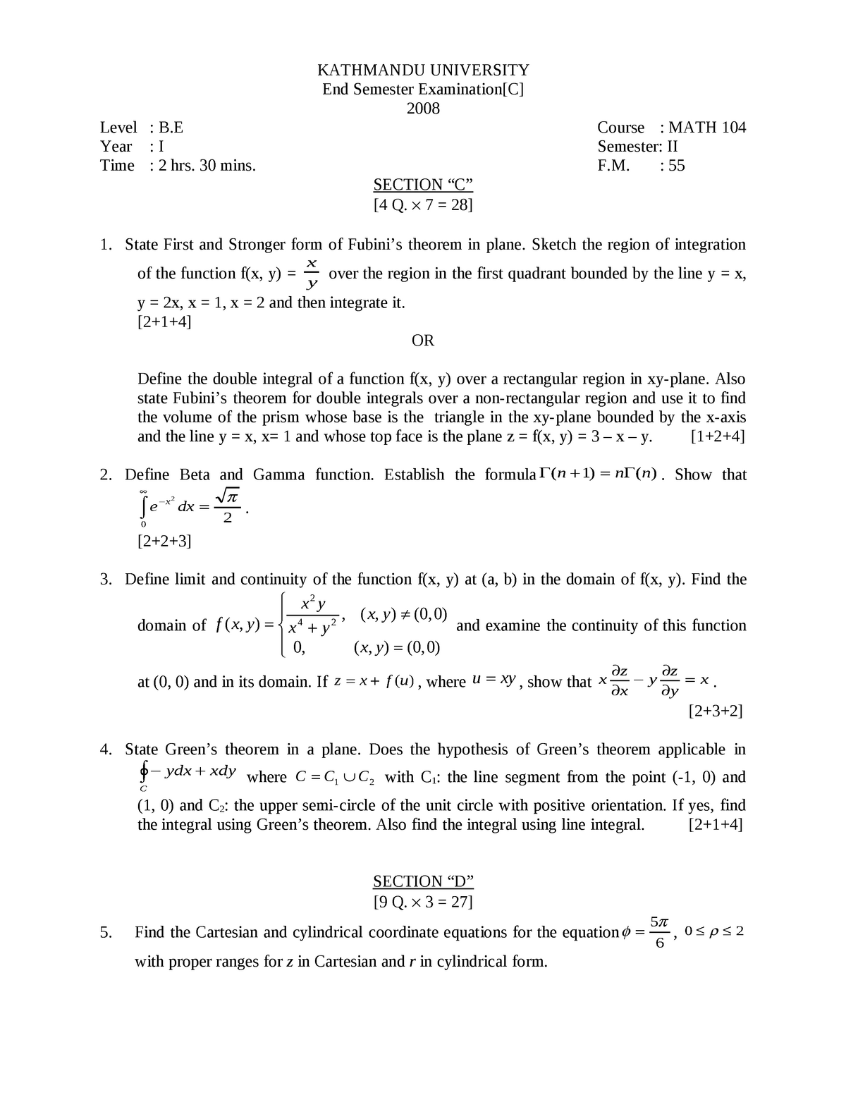 Math104 1 2 08 1 This Document Contains Posible Question About Linear Alzebra Kathmandu Studocu