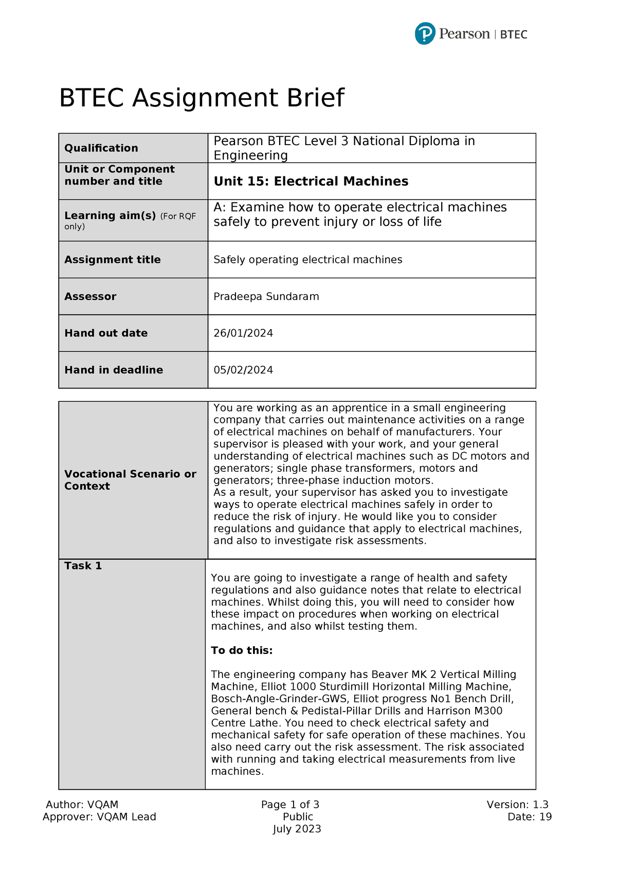 iv assignment brief btec