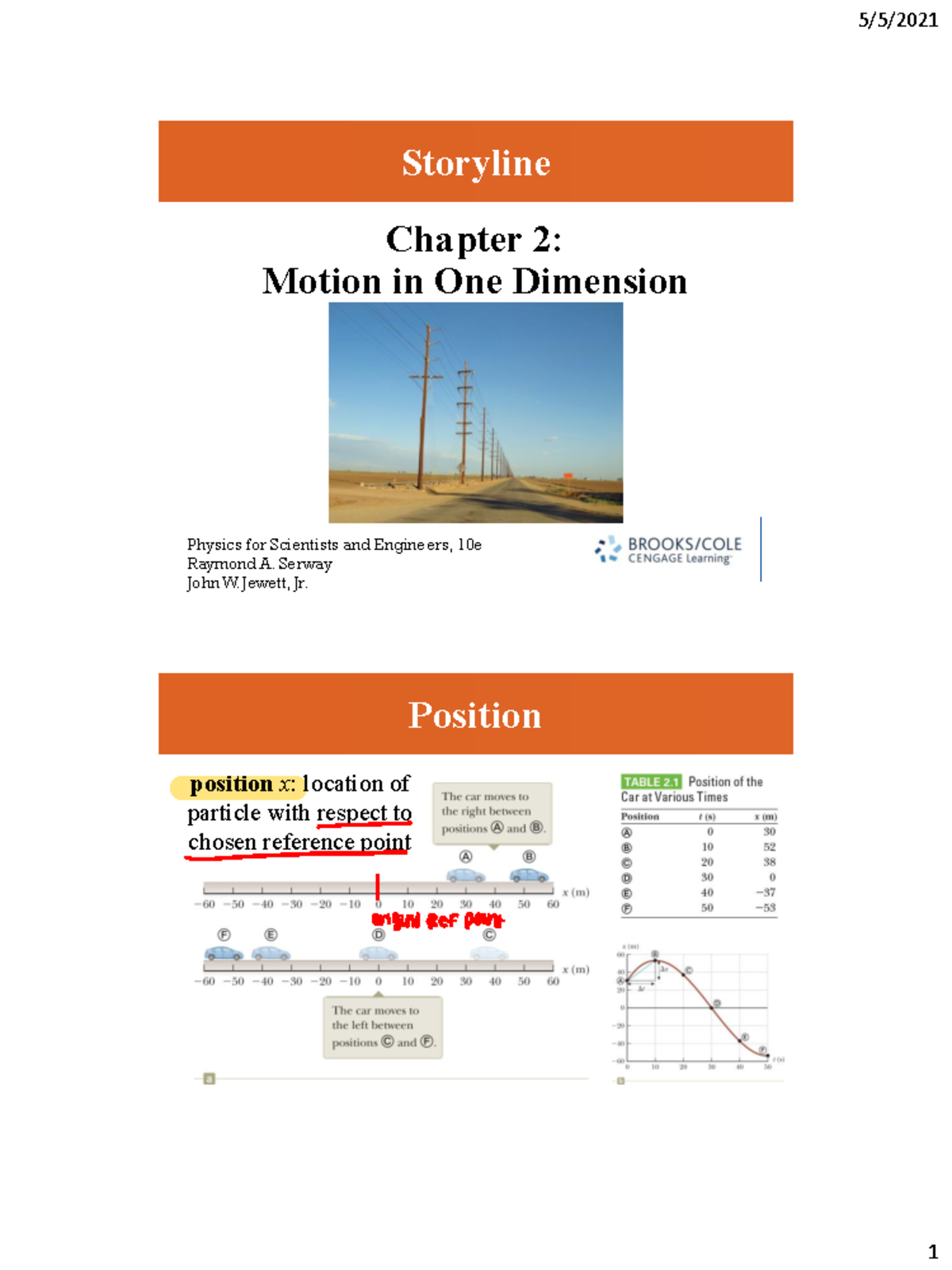 Chapter 2 Motion In One Dimension Tenth Edition - Storyline Chapter 2 ...