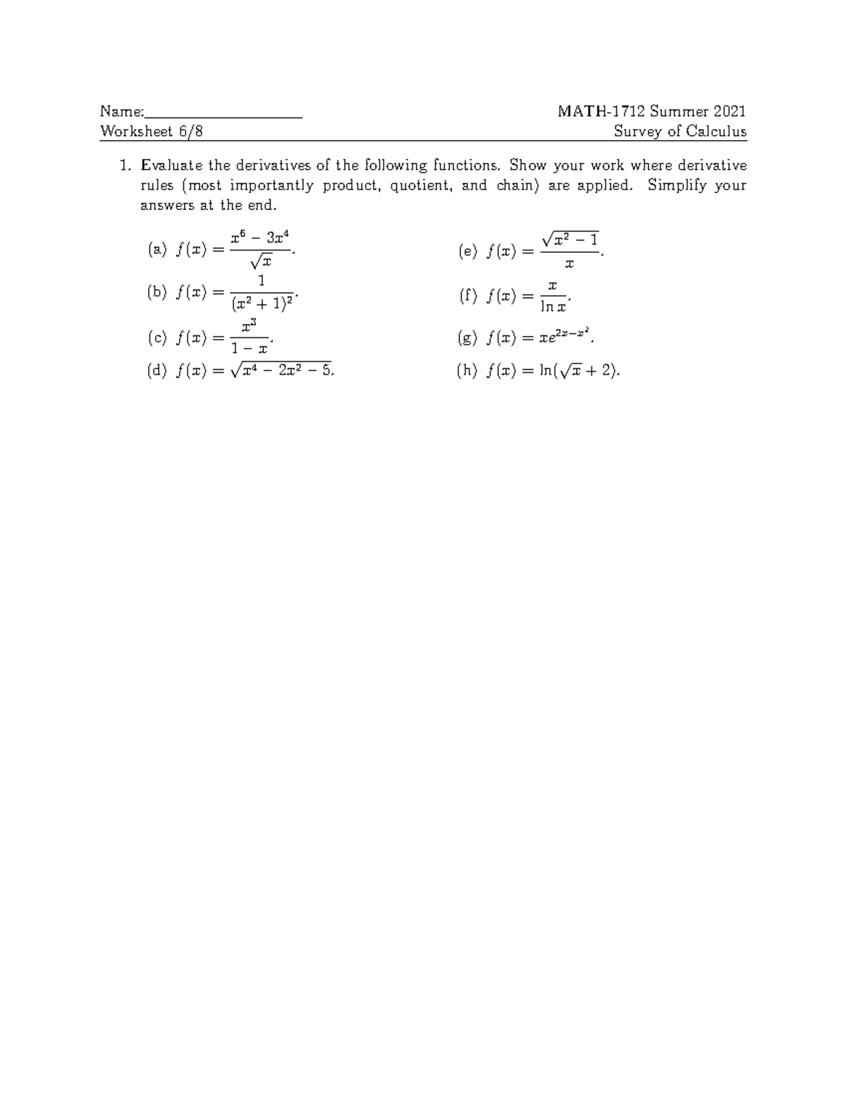 Worksheet 6-08 Math hard work boom - Name: MATH-1712 Summer 2021 ...