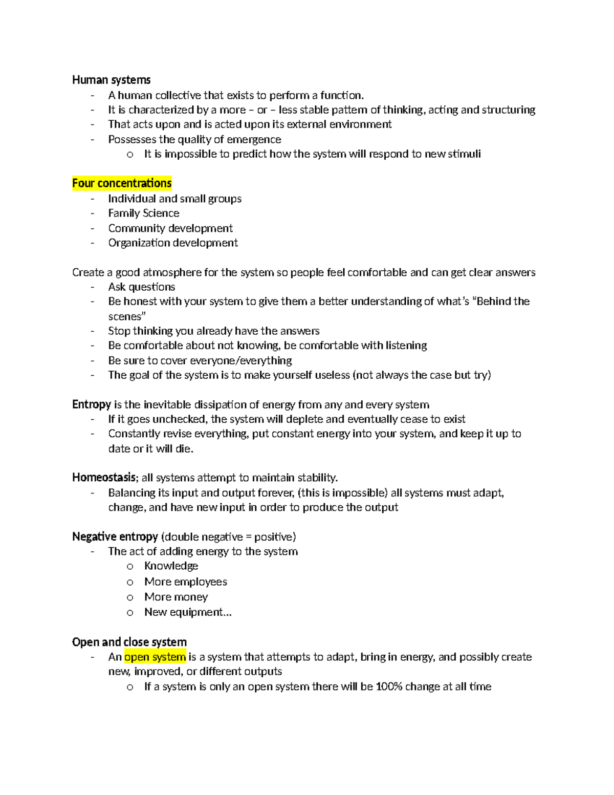 270 exam 1 - notes for exam 1 - Human systems - A human collective that ...