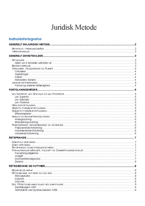 Juridisk Metode Begrebsliste - Loven 2. Retspraksis 3. Sædvane 4 ...