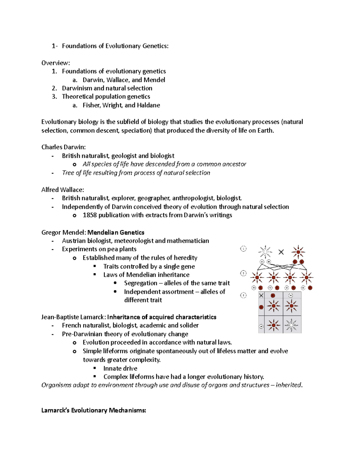Notes 1-4 - 1- Foundations of Evolutionary Genetics: Overview ...