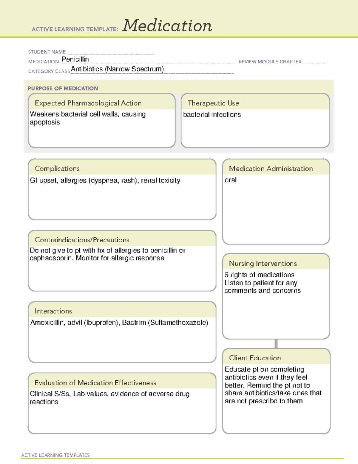 ALT - Medication - Week 1 - ACTIVE LEARNING TEMPLATES Medication ...