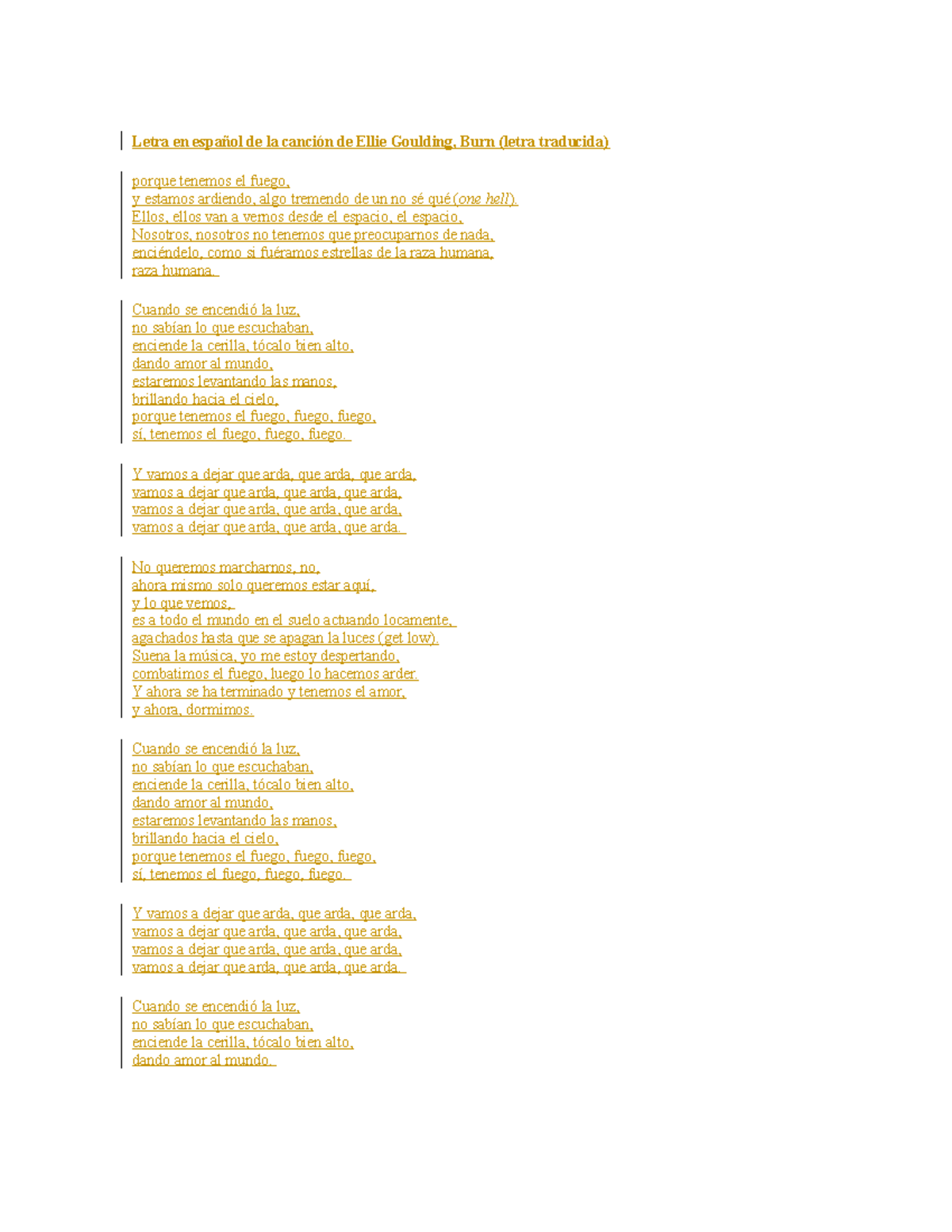 Letra en español de la canción de Ellie Goulding - Letra en español de ...