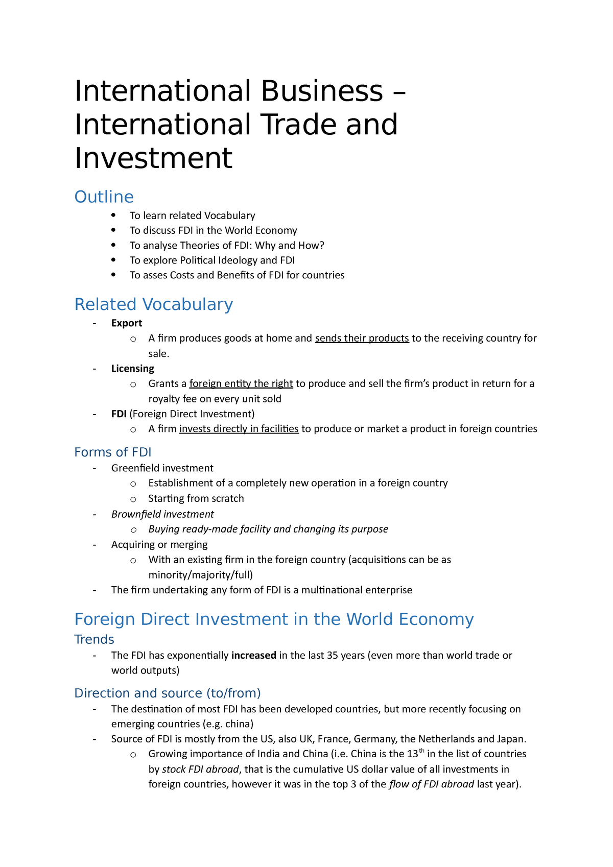 international trade dissertation topics