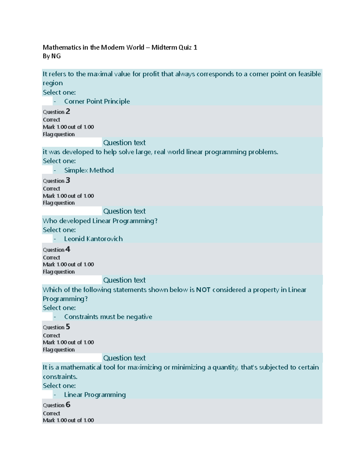 Math Mod Midterm Quiz 1 - taebjasdd - Mathematics in the Modern World ...