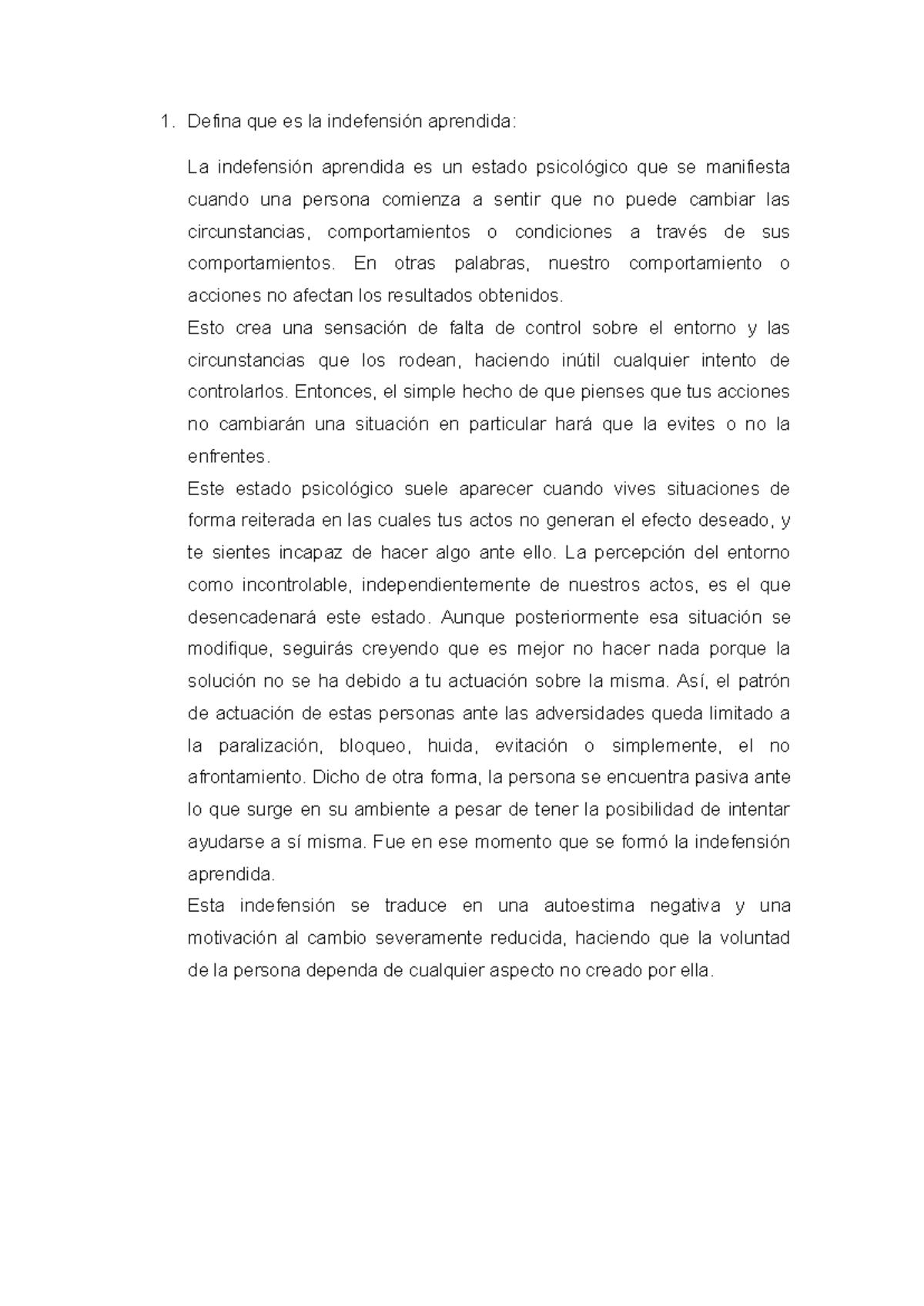 Defina Que Es La De Deprecion - Defina Que Es La Indefensión Aprendida ...