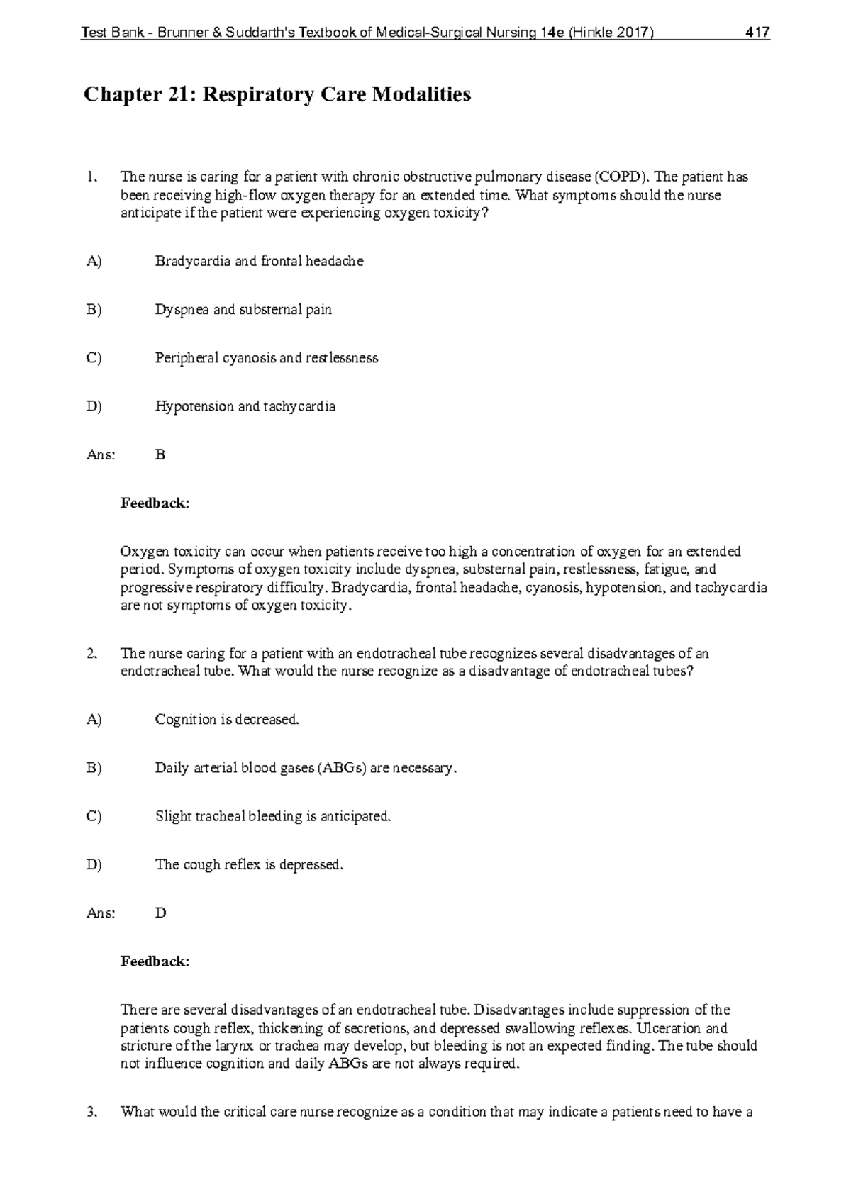 Ch 21 Respiratory Care Modalities - Chapter 21: Respiratory Care ...