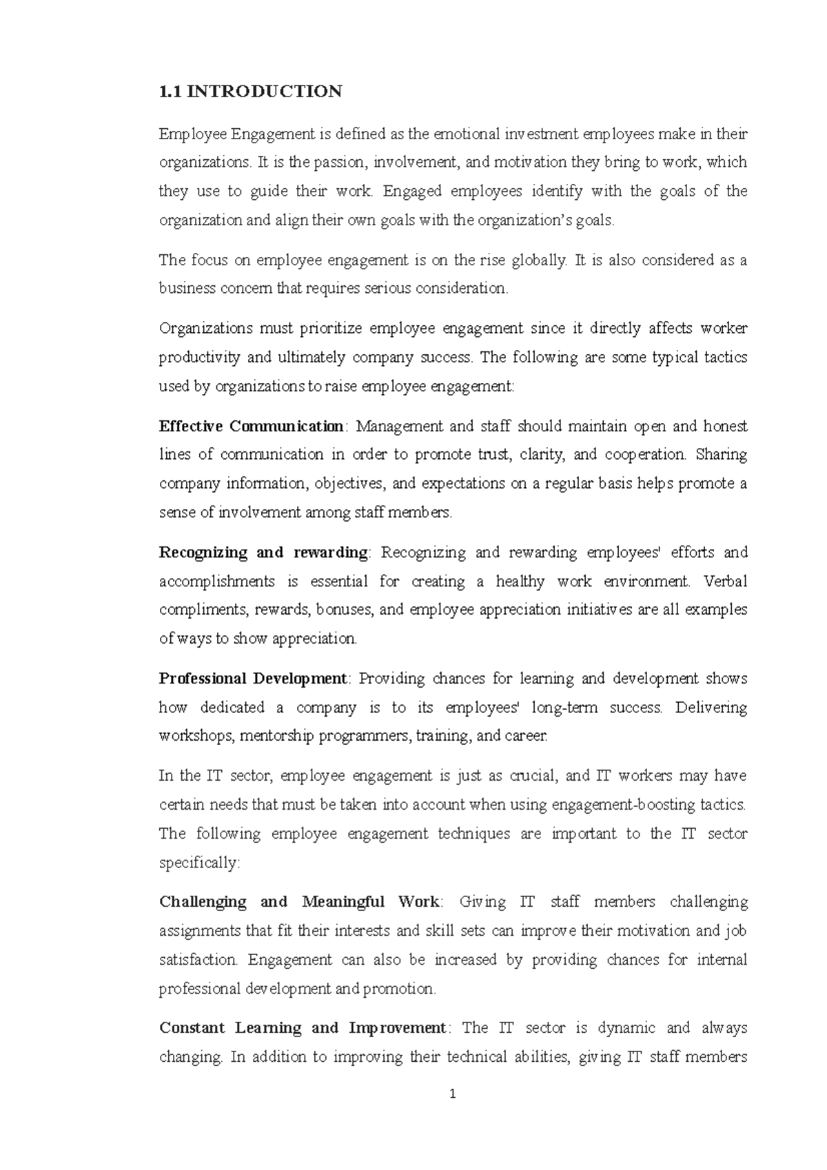 Project COPY 33 - employee engagement - 1 INTRODUCTION Employee ...