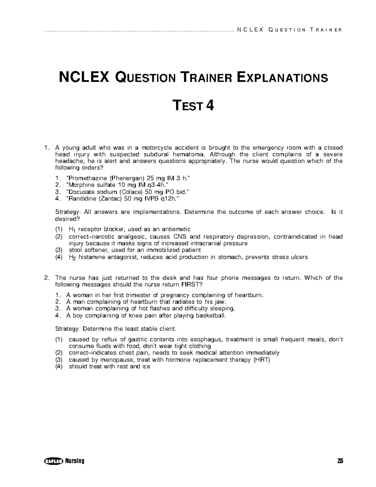 4 Kaplan Nclex Trainer Test4 - - Studocu