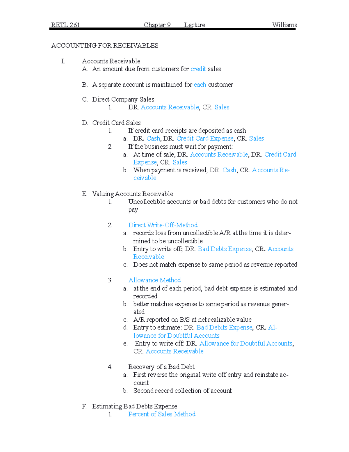 RETL 261 Lecture Chapter 9A - RETL 261 Chapter 9 Lecture Williams ...