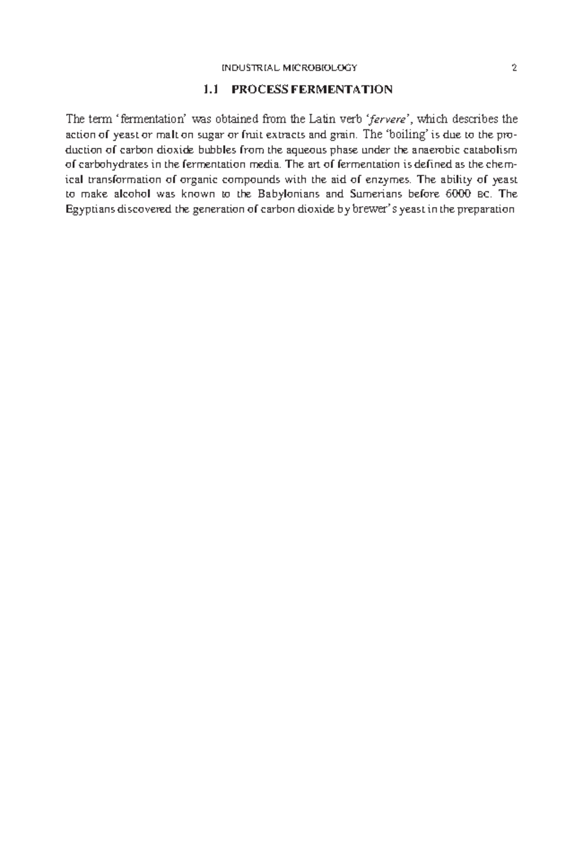 Process Fermentation - INDUSTRIAL MICROBIOLOGY 2 1 PROCESS FERMENTATION ...