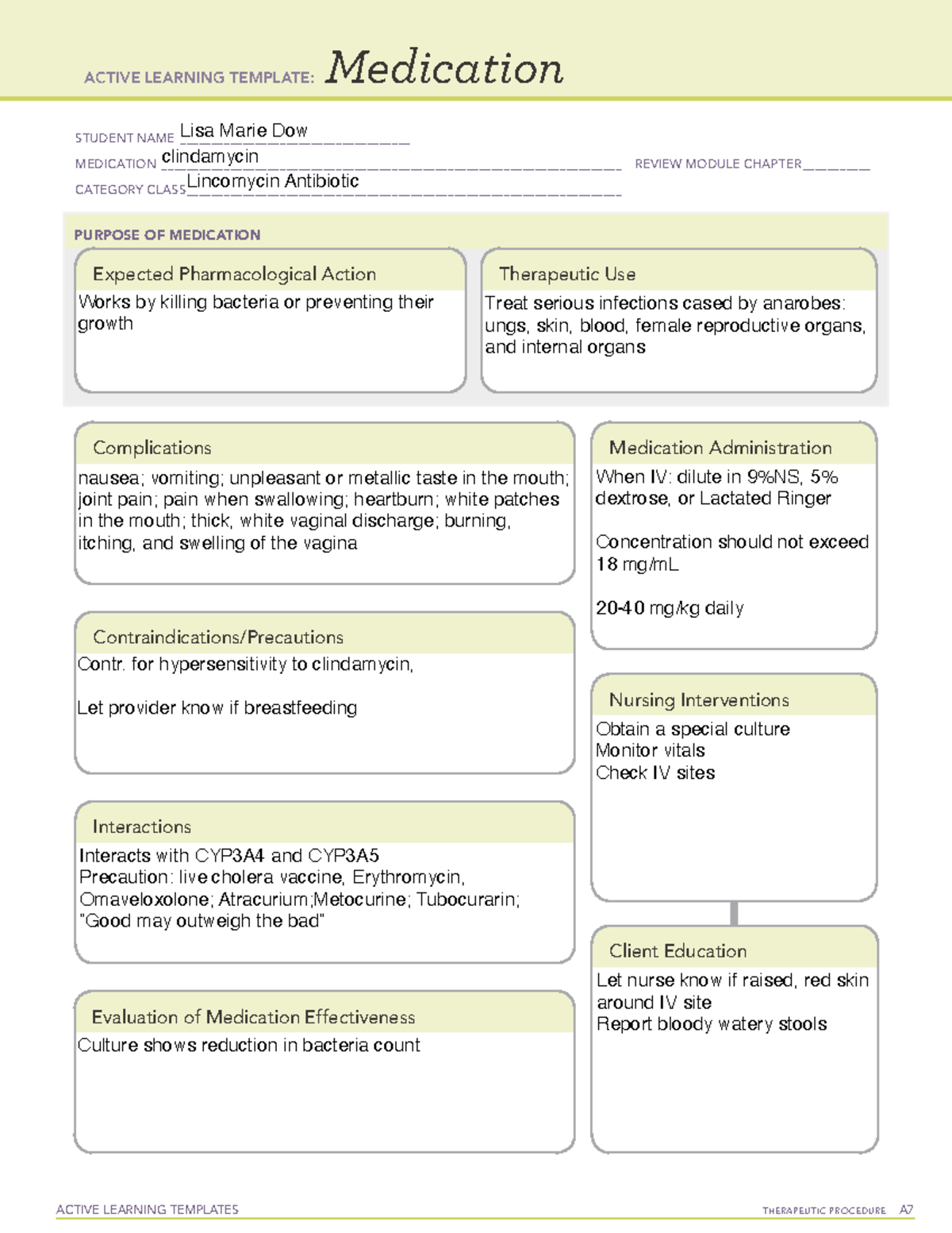 Clindamycin - Nursing across the lifespan - ACTIVE LEARNING TEMPLATES ...