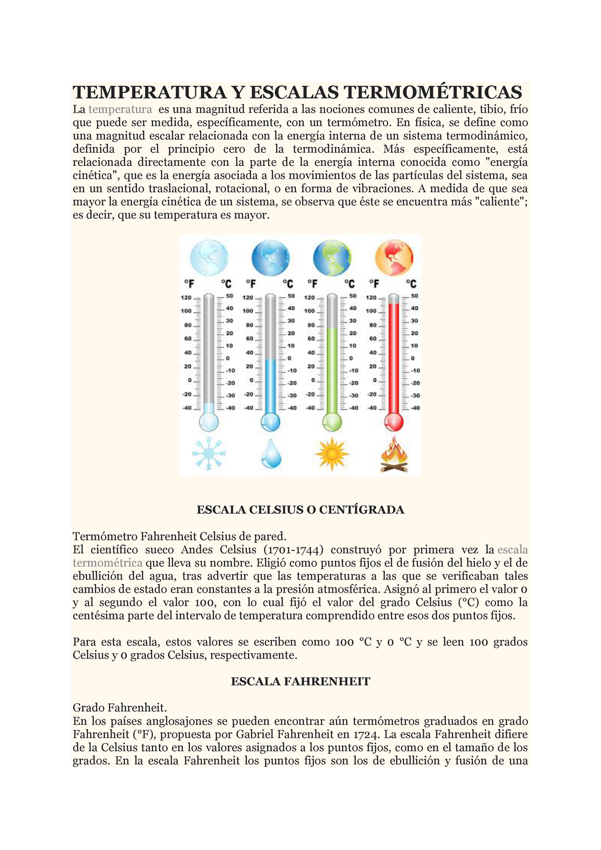 Magnitudes Temperatura Y Escalas Termom Tricas Termodinamica I ...