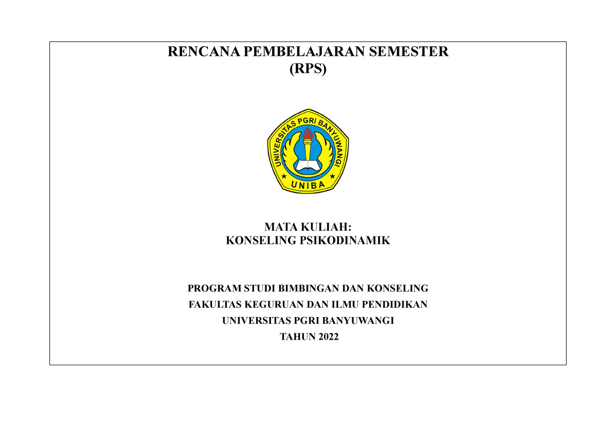 RPS Teori Konseling Psikodinamik Materi - RENCANA PEMBELAJARAN SEMESTER ...