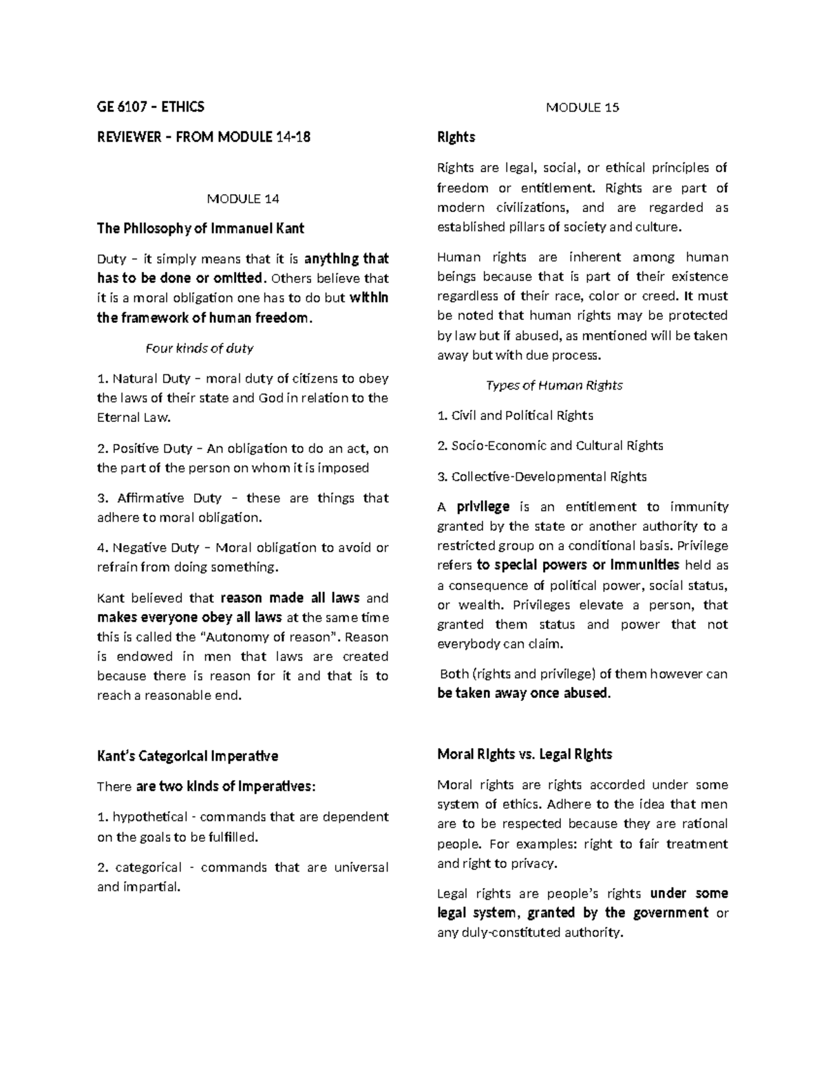 GE-6107- Reviewer Finals - GE 6107 – ETHICS REVIEWER – FROM MODULE 14 ...