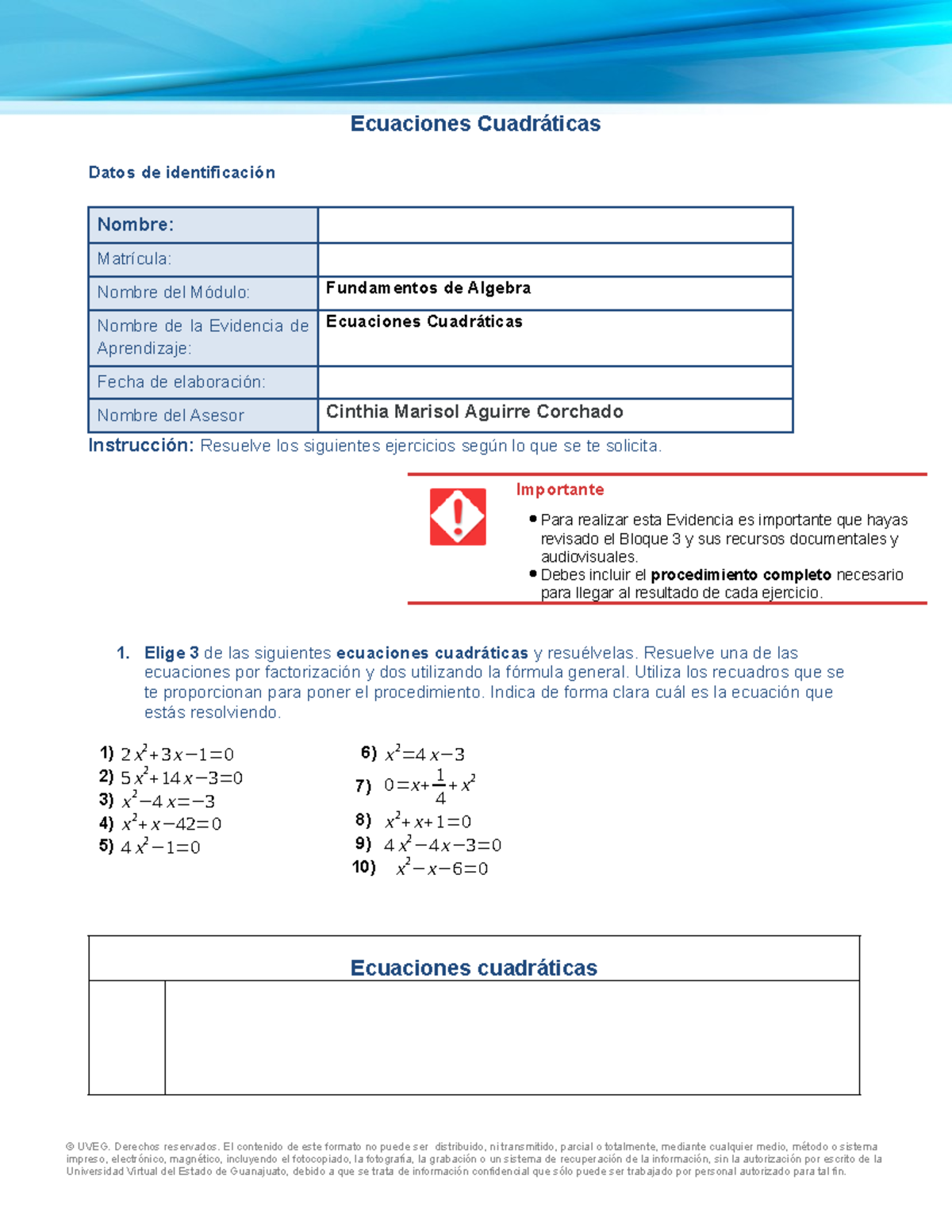 B3 EA3 Ecuaciones Cuadraticas - Ecuaciones Cuadráticas Datos De ...