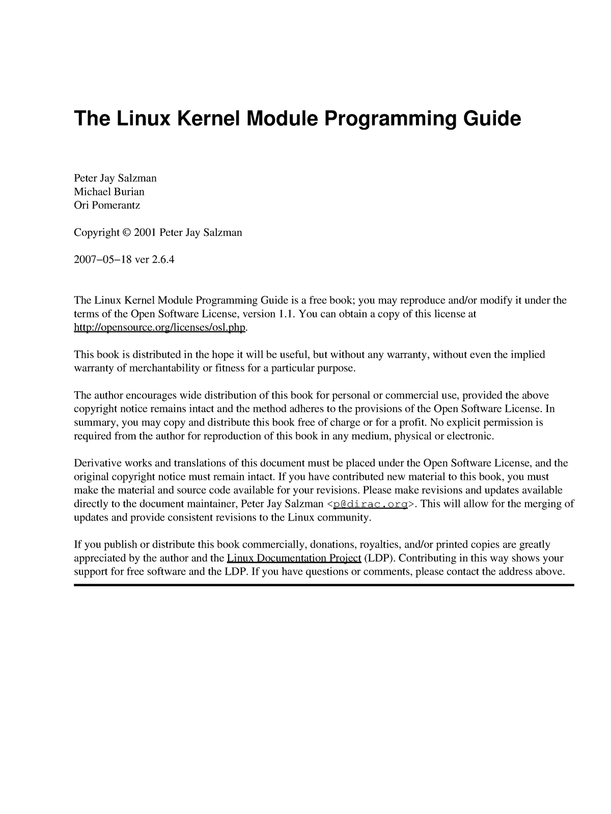 The Linux Kernel Module Programming Guide - Peter Jay Salzman Michael ...