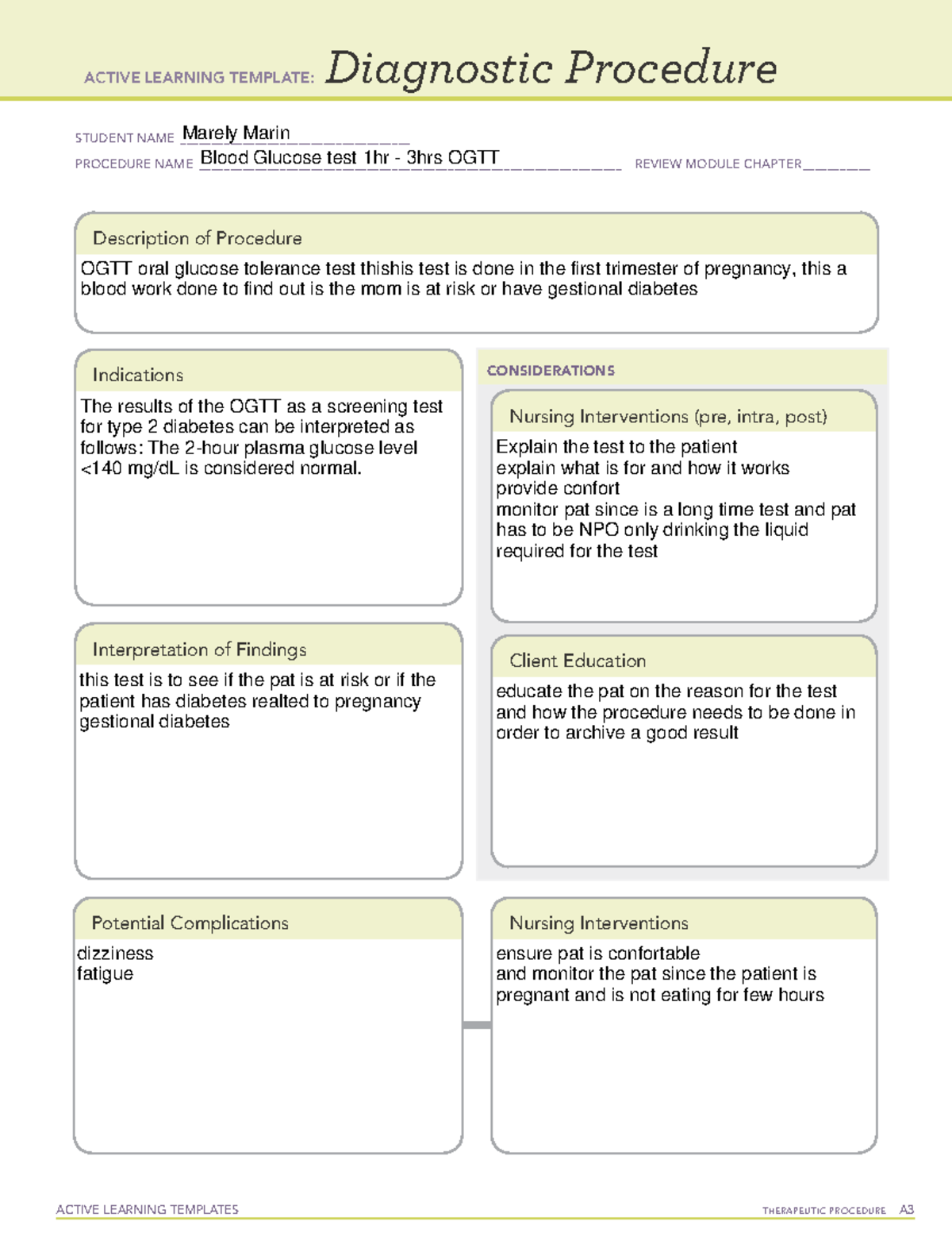 OGTT - ati templates - ACTIVE LEARNING TEMPLATES TherapeuTic procedure ...