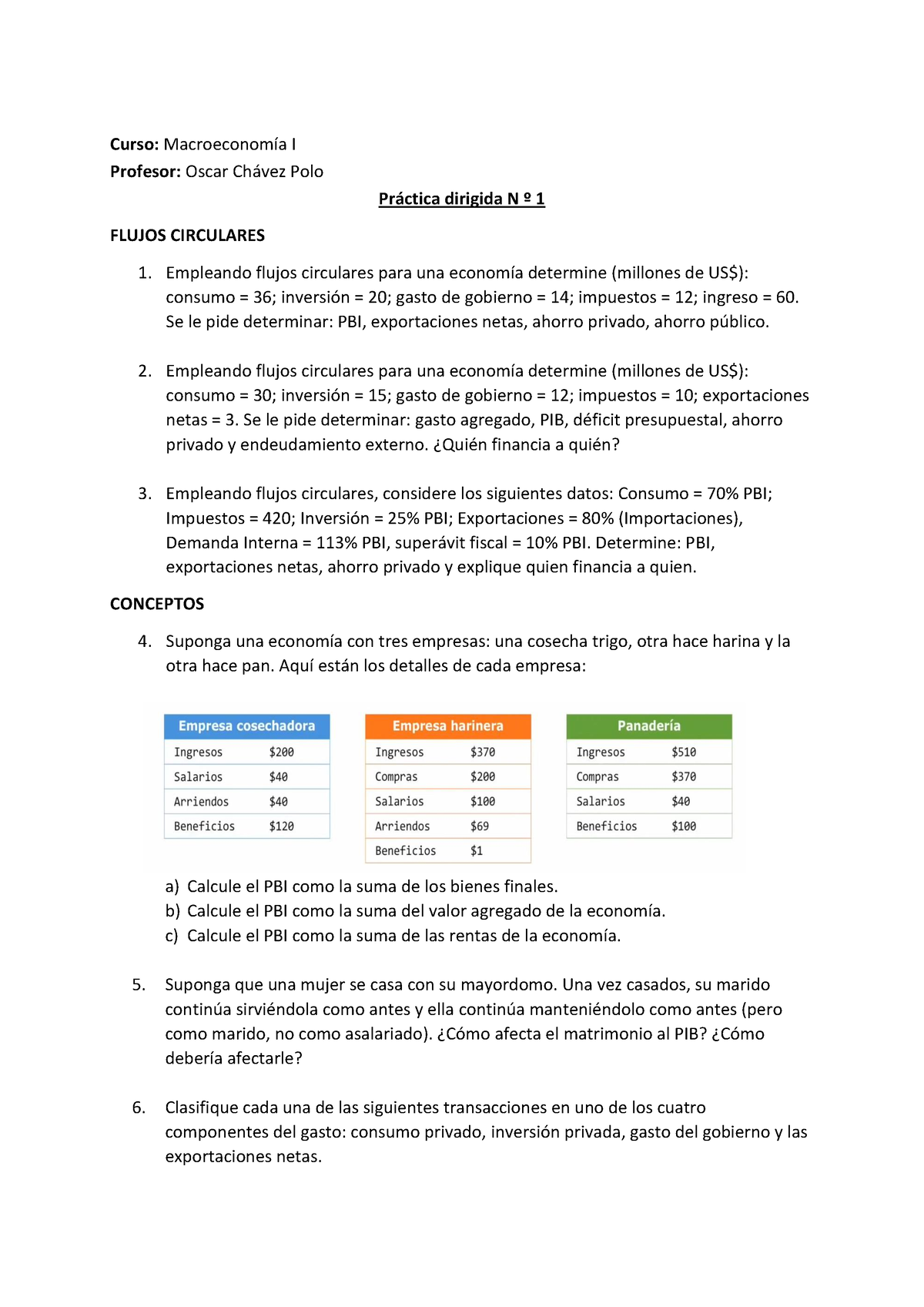 Macro-I-pd1 - Practica - Curso: Macroeconomía I Profesor: Oscar Chávez ...