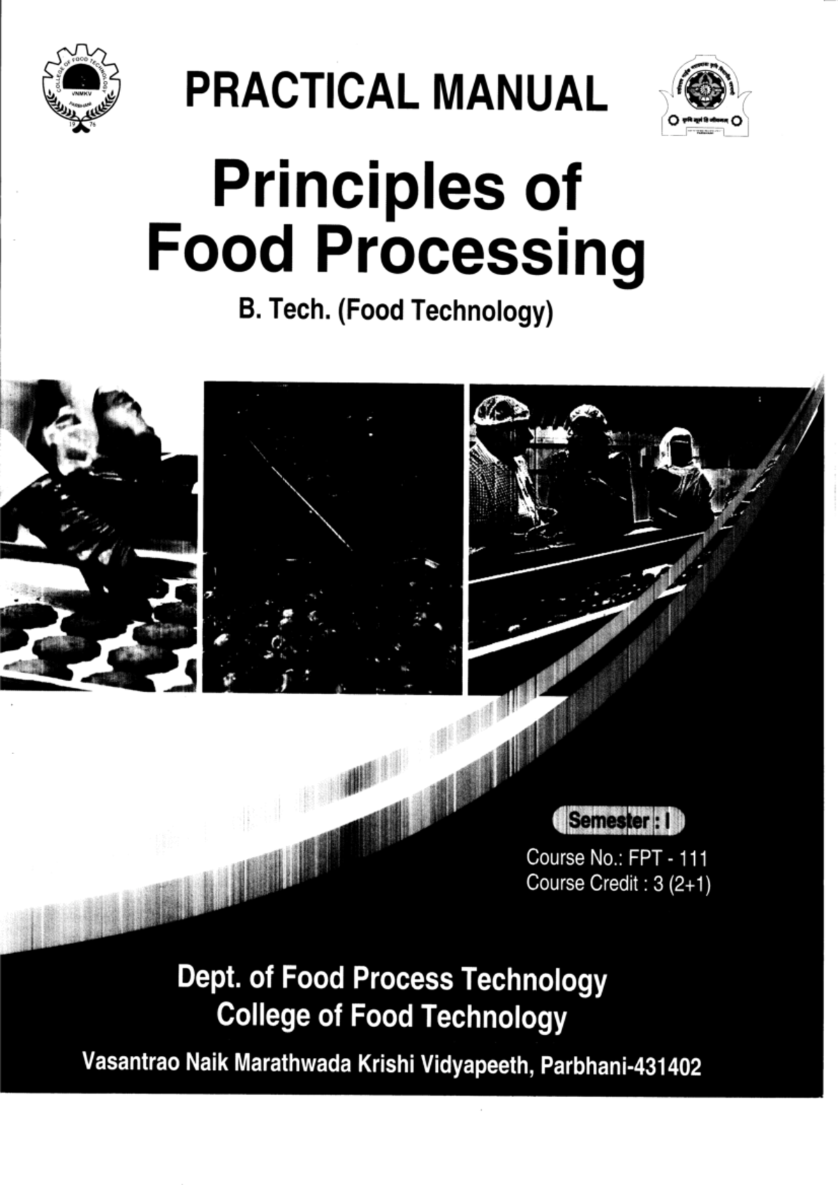FPT-111 - practical manual - · Food Technology - Studocu