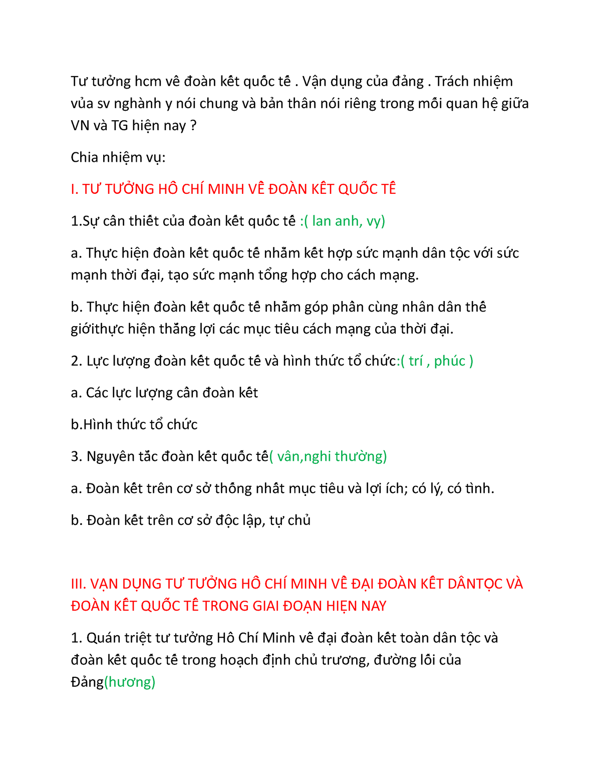 Tư Tưởng Hcm Về đoàn Kết Quốc Tế - T ư ưởt Ng Hcm Vềề đoàn Kềết Quốếc ...