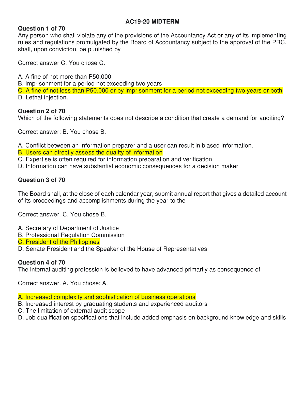 Midterm AC19 - Sample Practicle Multiple Questions - AC19-20 MIDTERM ...